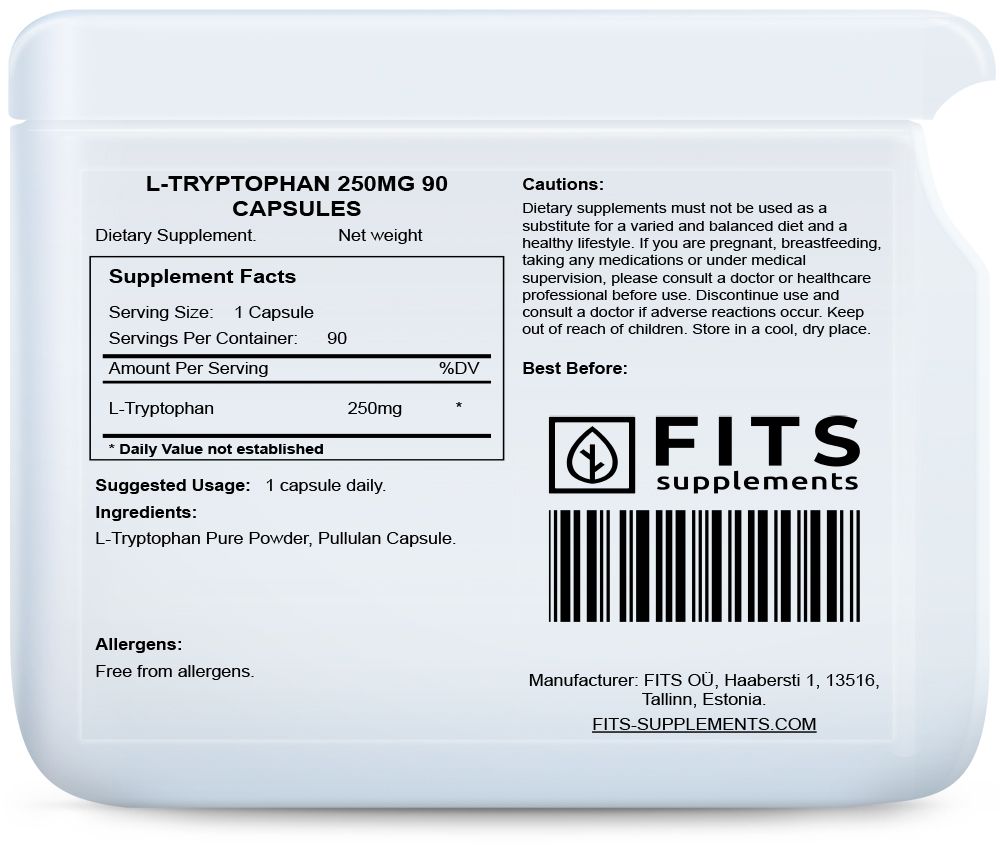 L-Tryptophan 250mg 90 capsules