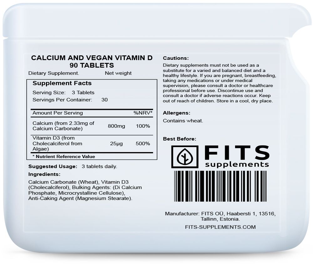 Calcium and Vegan Vitamin D 90 tablets