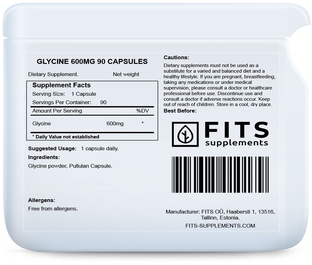 Glycine 600mg 90 capsules