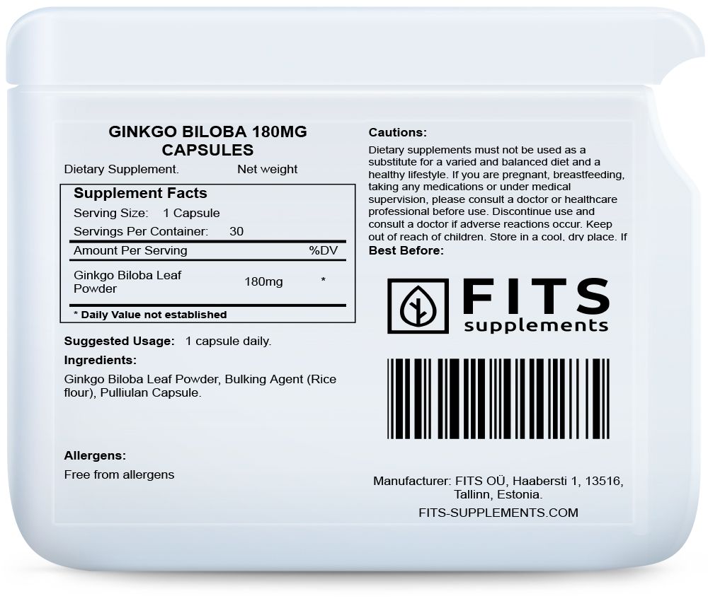 Ginkgo Biloba 180mg 30 capsules