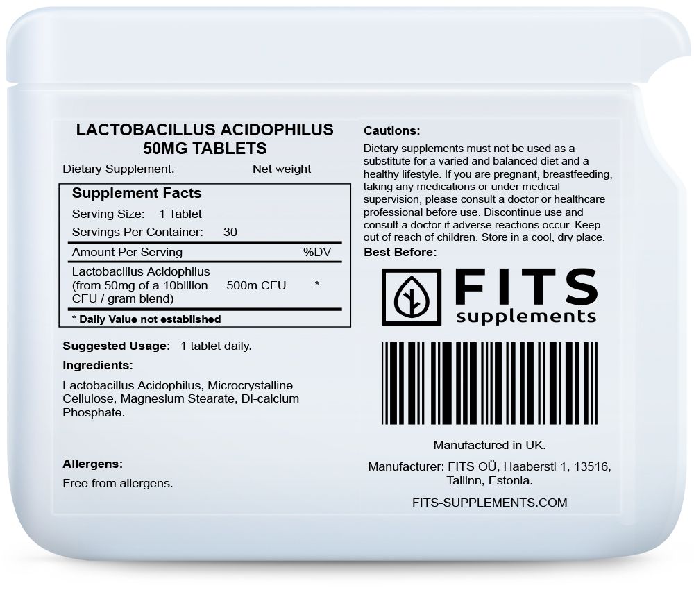 Lactobacillus Acidophilus 50mg 30 tablets