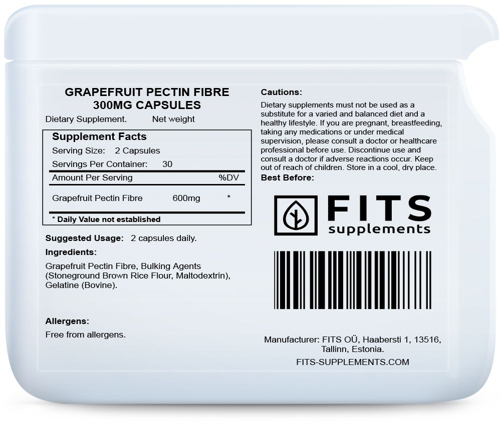Grapefruit Pectin Fibre 300mg 60 capsules