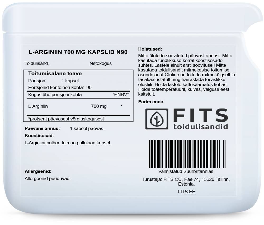L-Arginine 700mg 90 capsules
