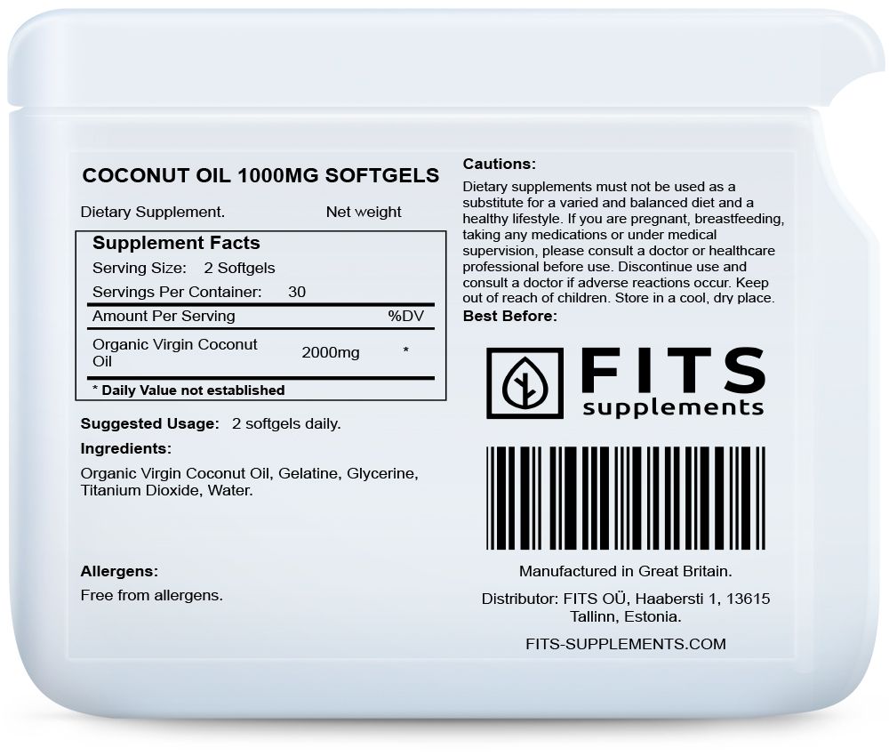 FITS Coconut Oil 1000mg 60 softgels