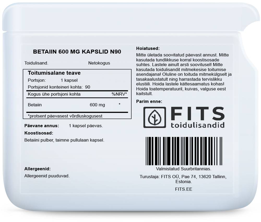 Betaiin 600 mg 90 kapslit