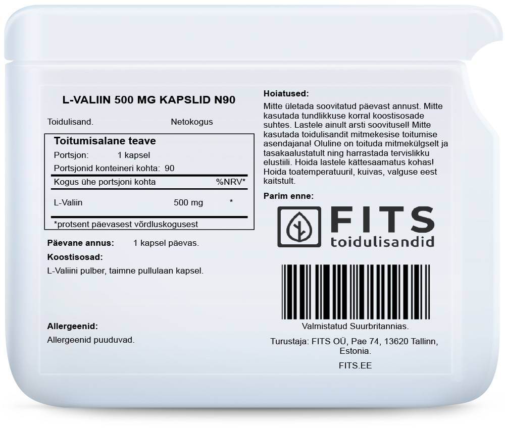 L-Valine 500mg 90 capsules