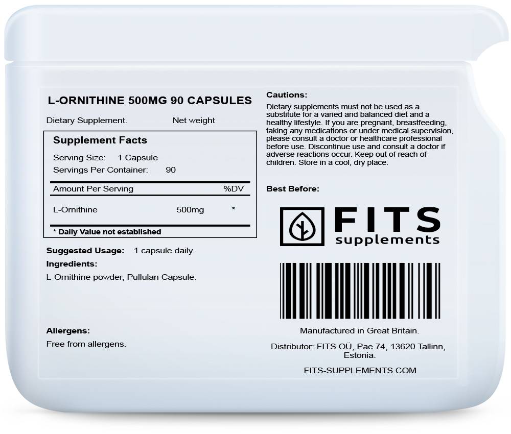 L-Ornithine 500mg 90 capsules