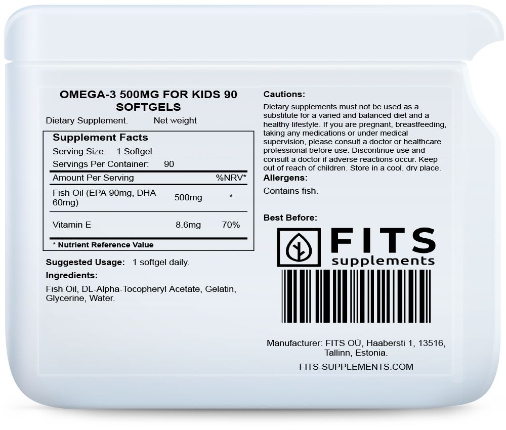 Omega-3 500mg for Kids 90 softgels