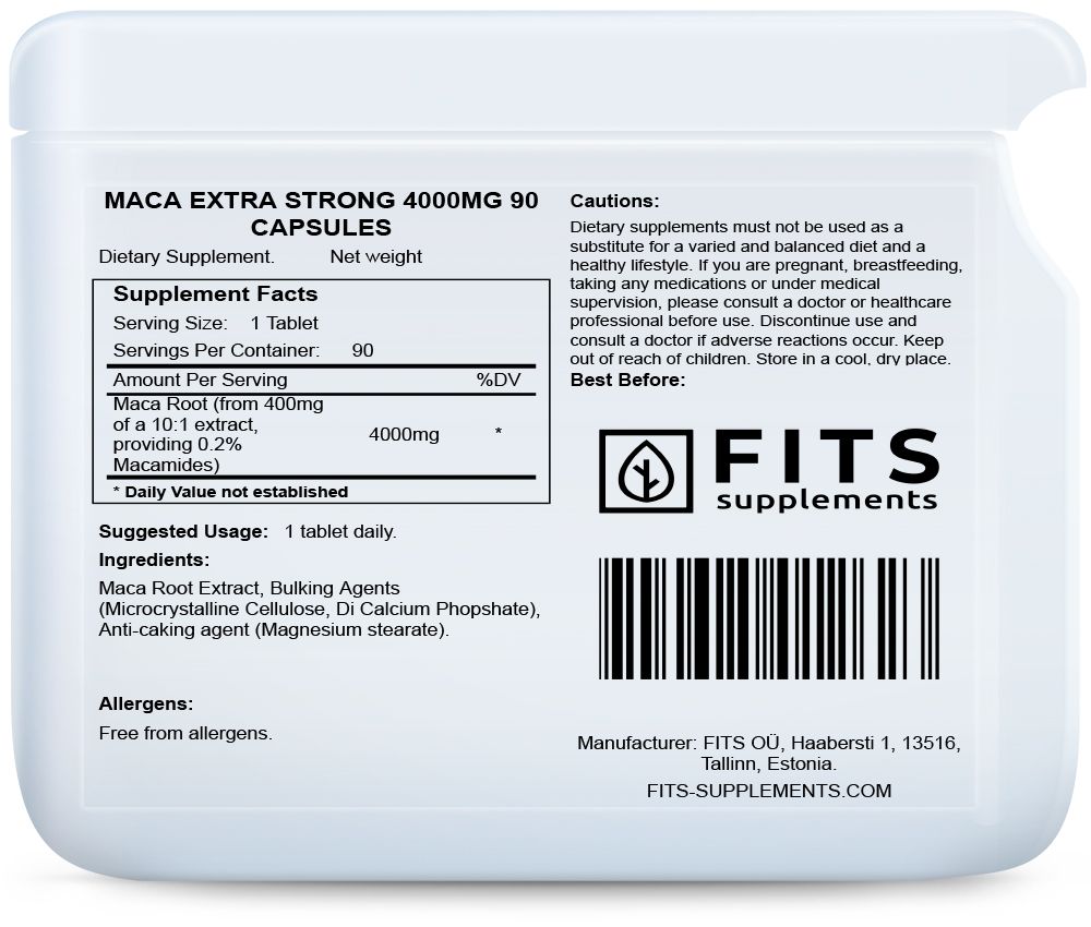 FITS Maca Extra Strong 4000mg 90 capsules