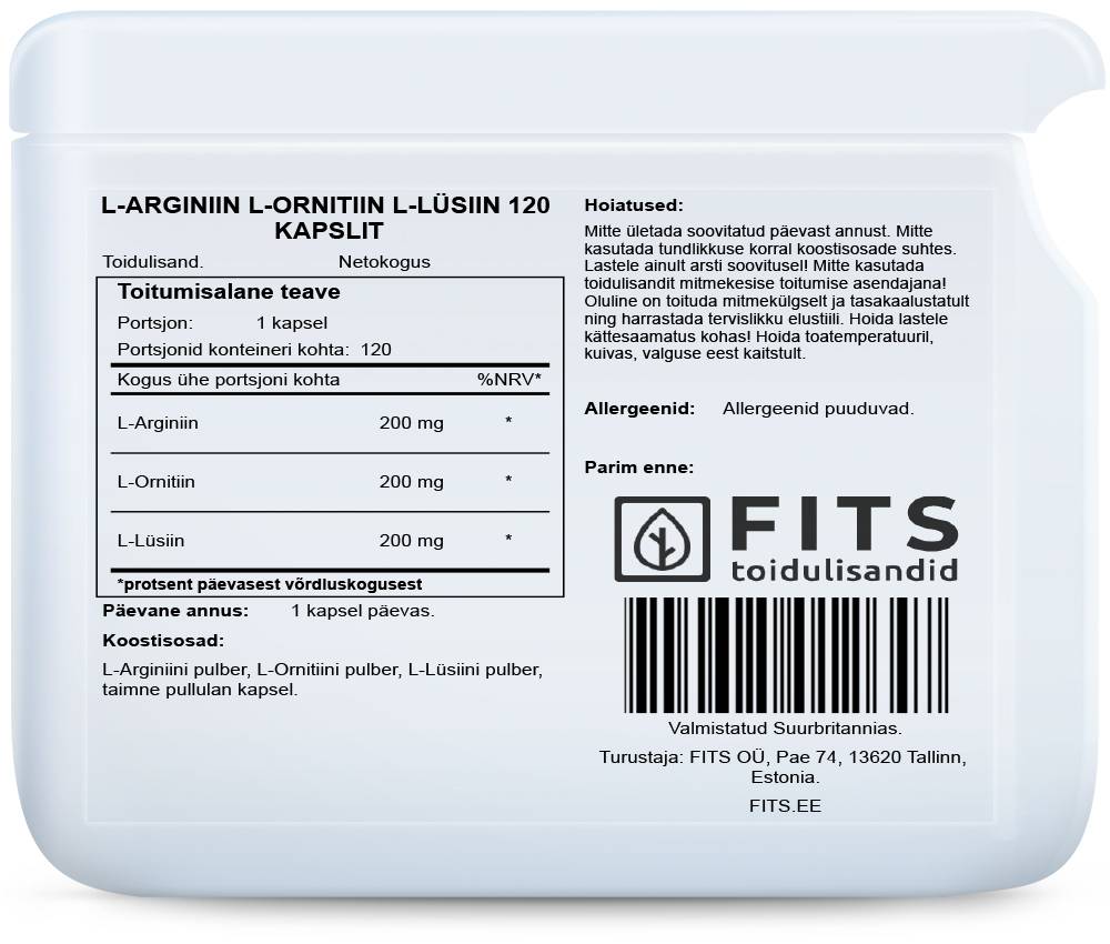 L-Arginine L-Ornithine L-Lysine 120 capsules