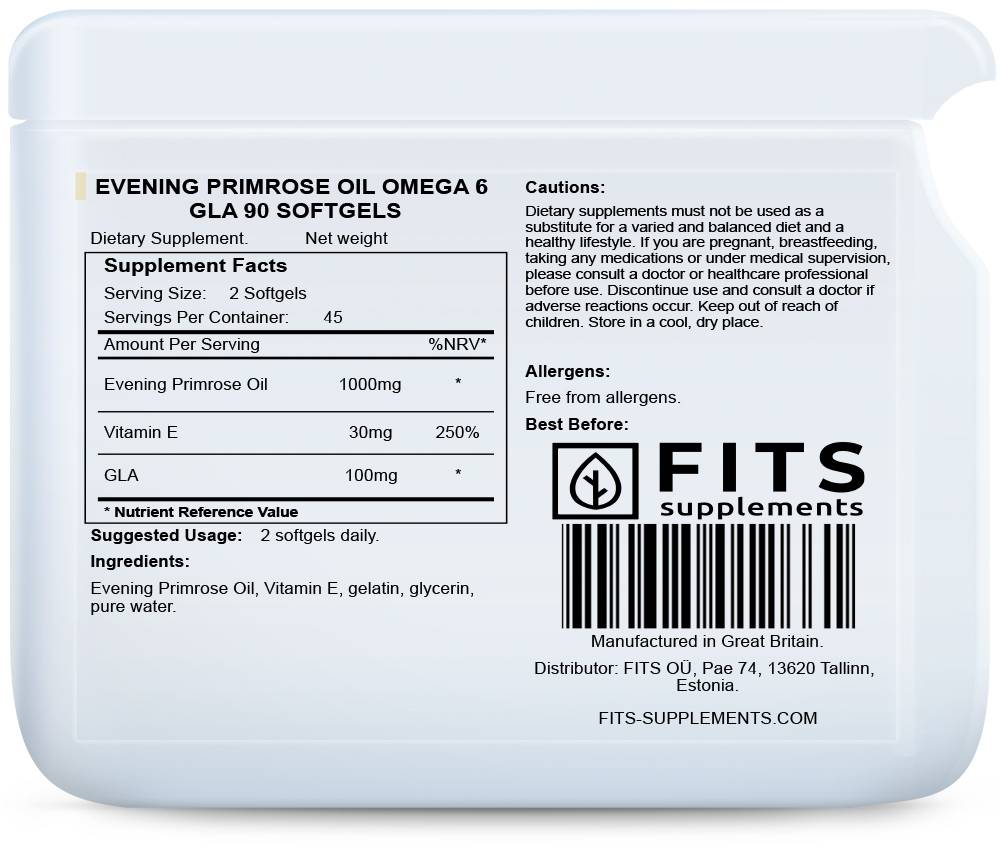 Evening Primrose Oil Omega 6 GLA 90 softgels