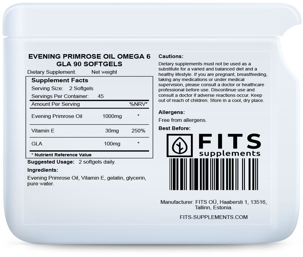 Evening Primrose Oil Omega 6 GLA 90 softgels