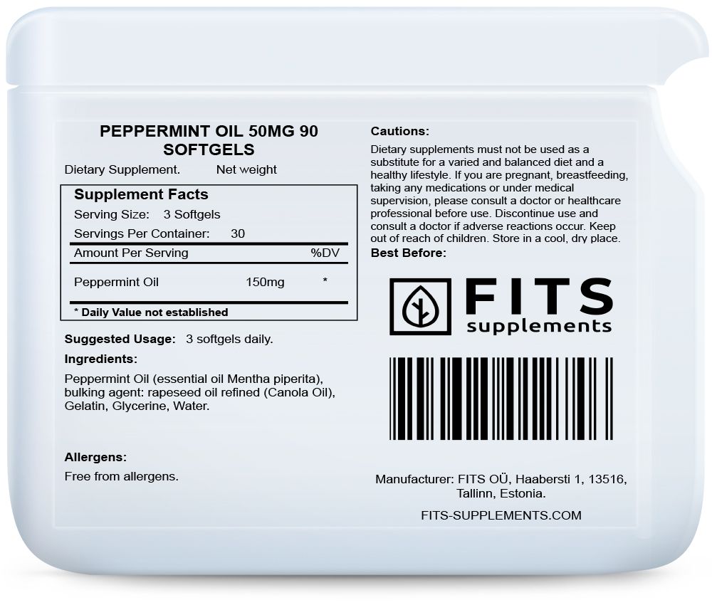 Peppermint Oil 50mg 90 softgels