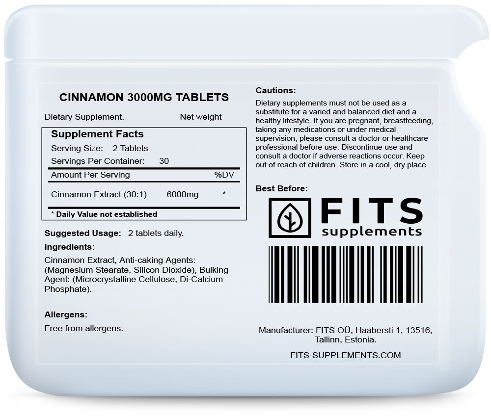 Cinnamon 3000mg 60 tablets