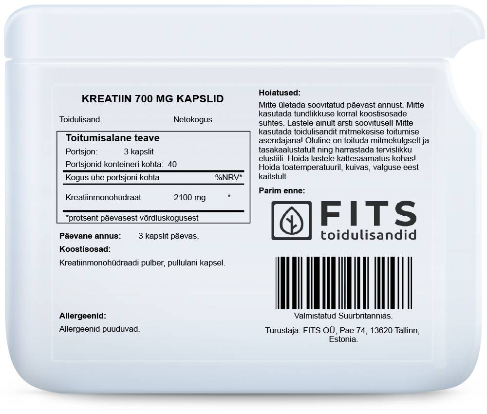 Kreatiin 700 mg 120 kapslit
