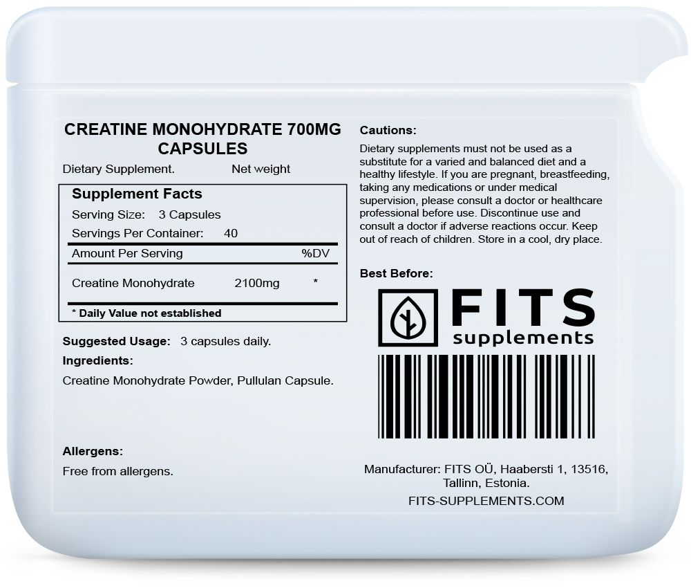 Creatine Monohydrate 700mg 120 capsules