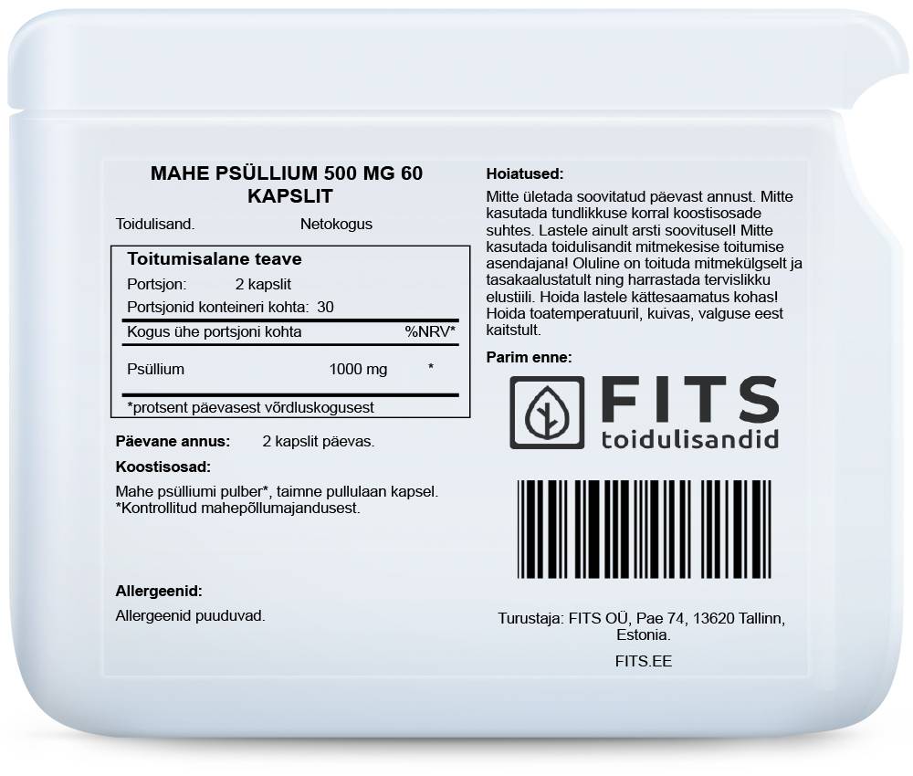 Psyllium Husk Organic 500mg capsules