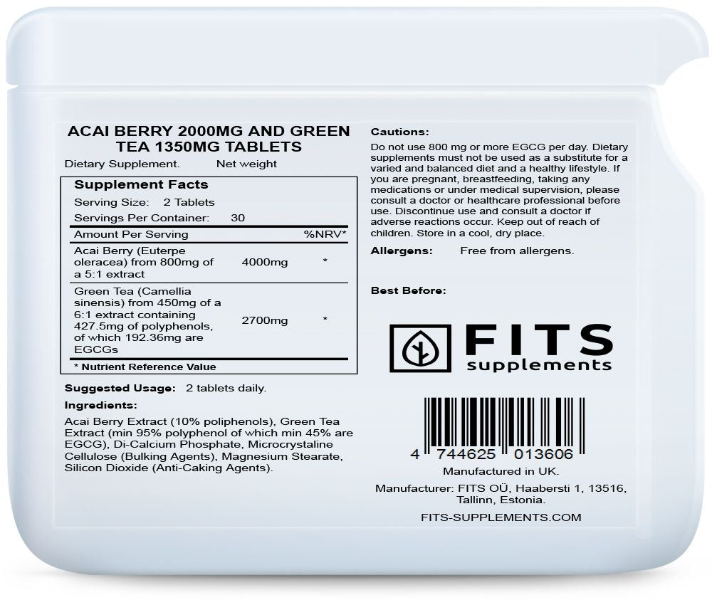 Acai Berry 2000mg and Green Tea 1350mg 60 tablets