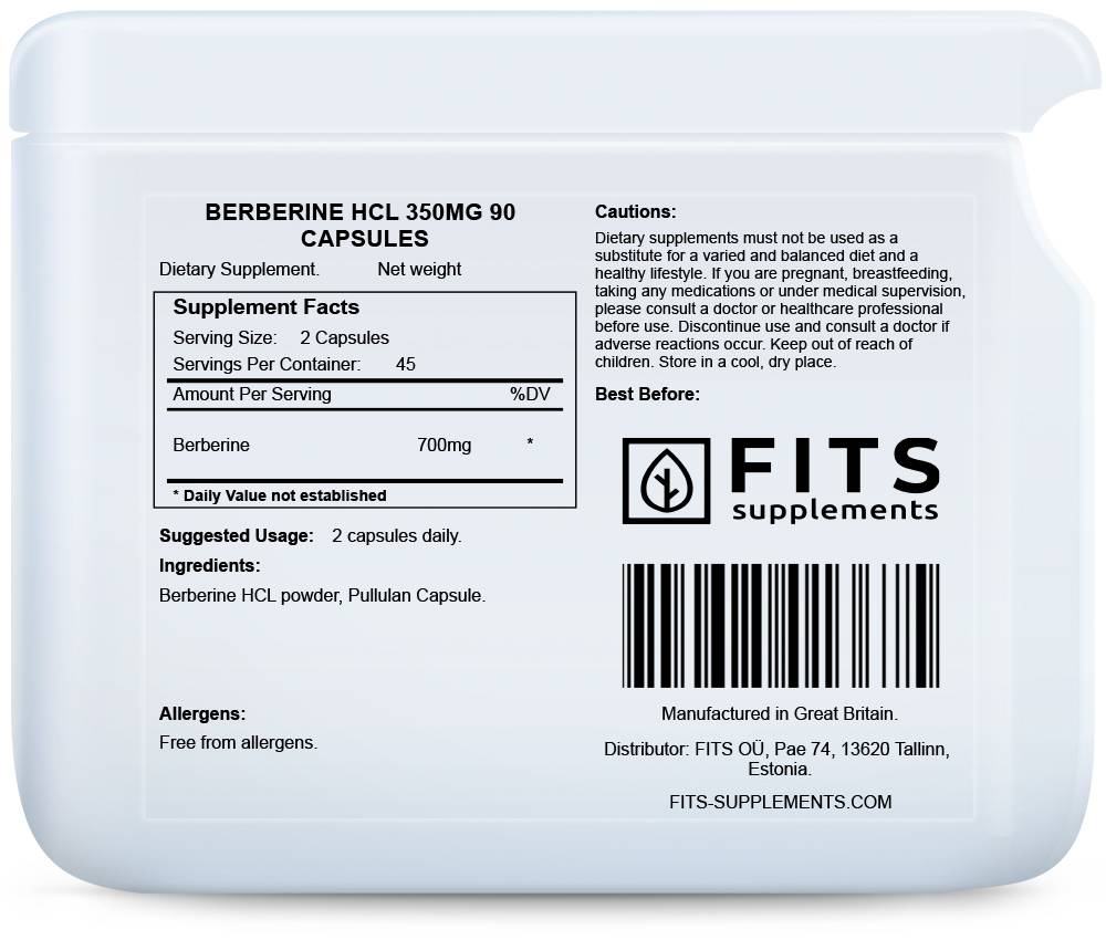 Berberine HCL 350mg 90 capsules