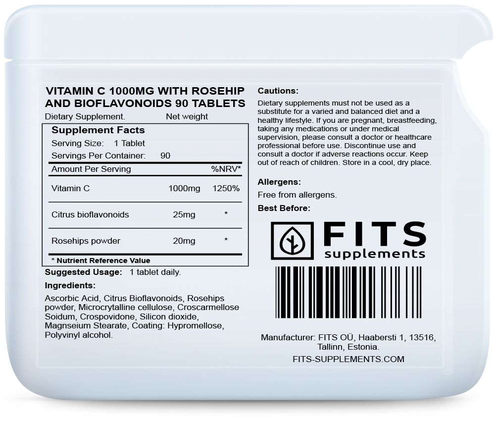 Vitamin C 1000mg with Rosehip and Bioflavonoids 90 tablets