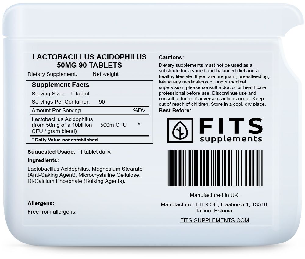 Lactobacillus Acidophilus 50mg 90 tablets