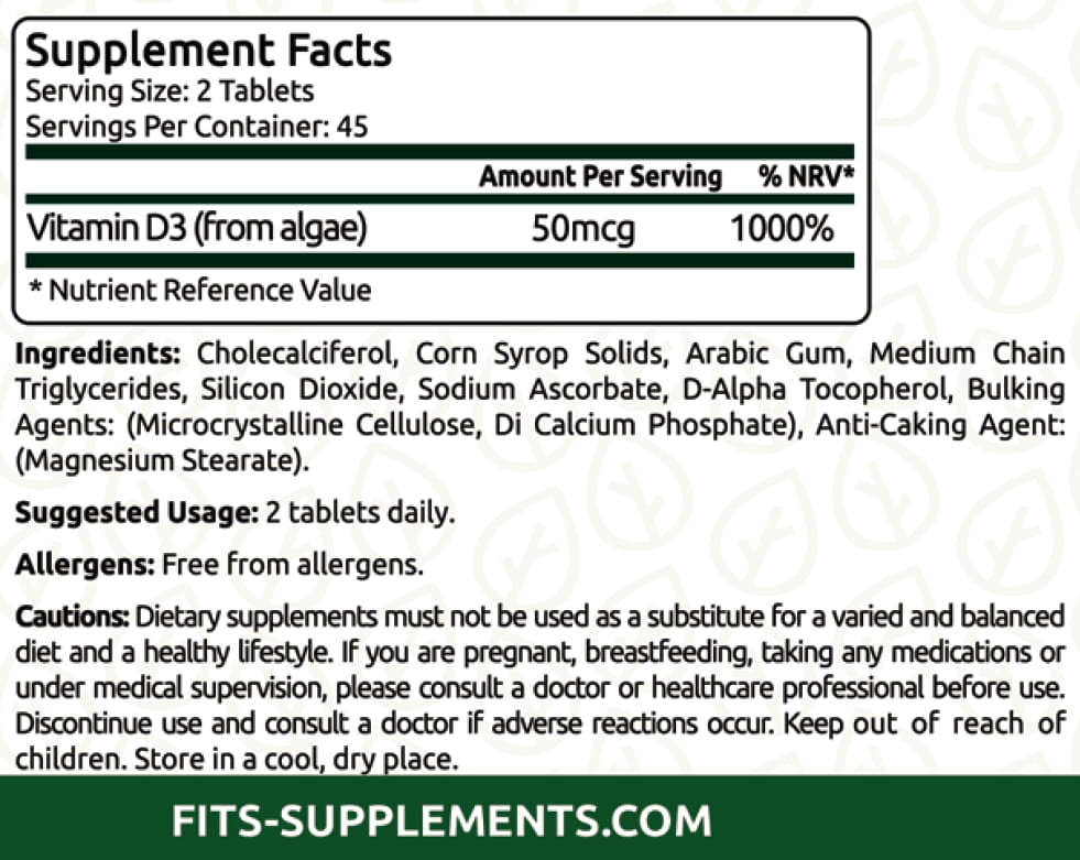 Vegan Vitamin D3 1000IU 90 tablets