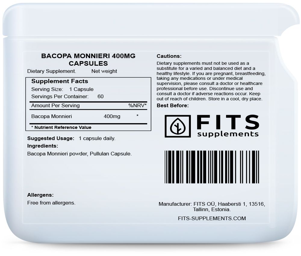 FITS Bacopa Monnieri 400mg 60 capsules