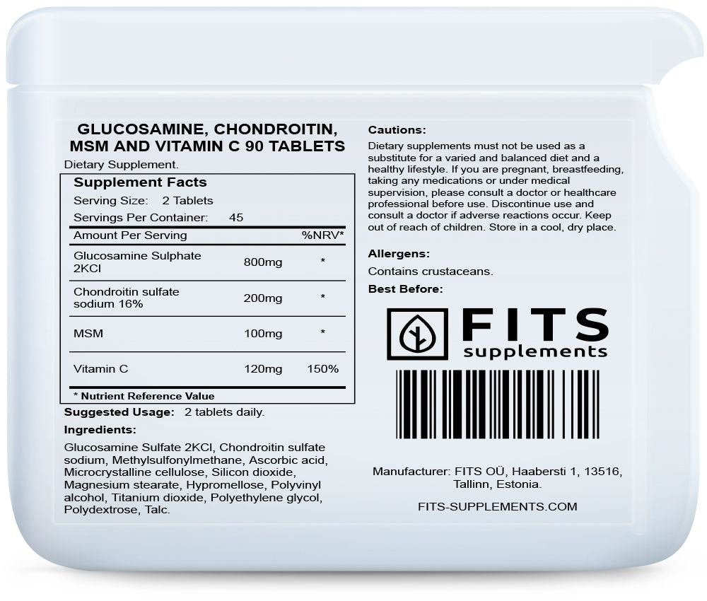 Glucosamine, Chondroitin, MSM and Vitamin C 90 tablets