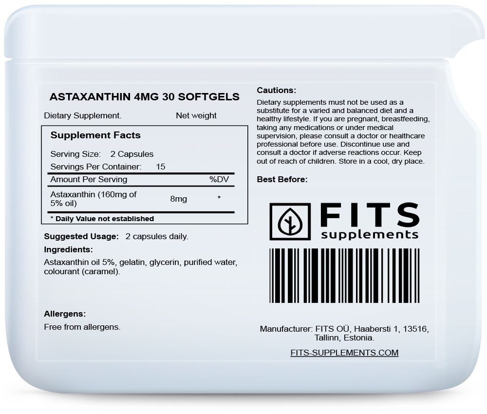 Astaxanthin 4mg 30 softgels