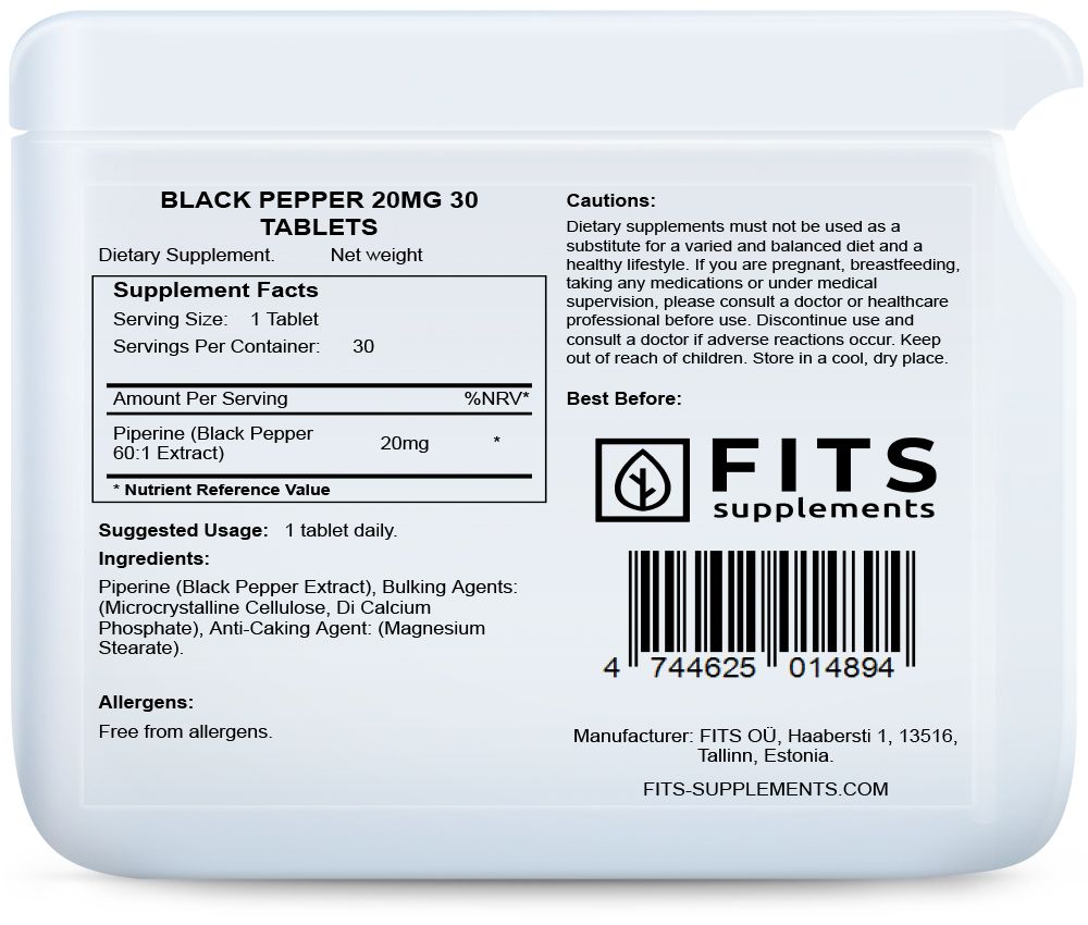 Black Pepper 20mg 30 tablets