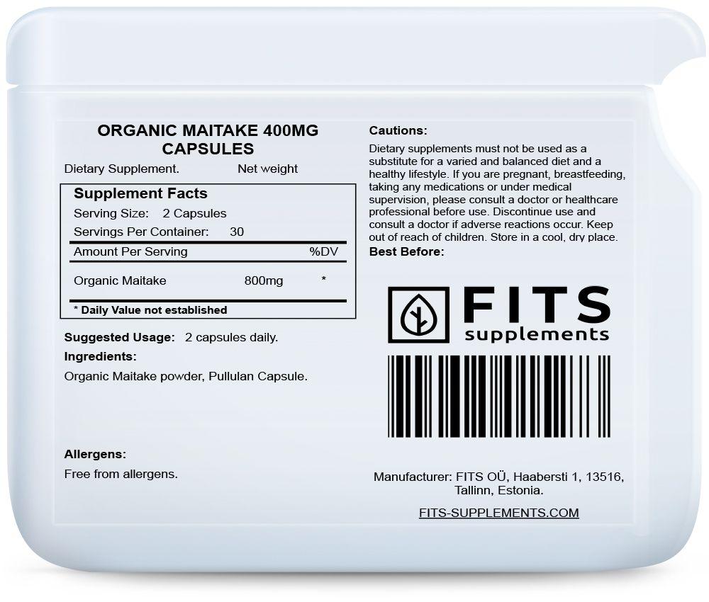 Organic Maitake 400mg 60 capsules