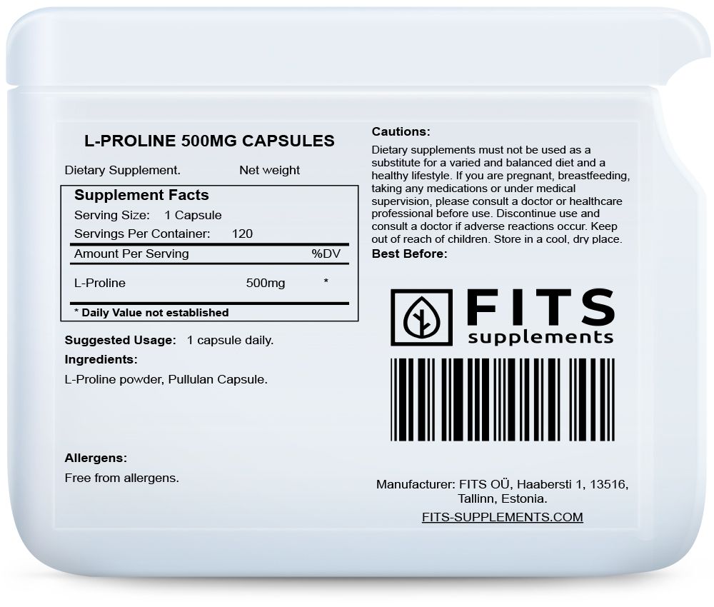 L-Proline 500mg 120 capsules