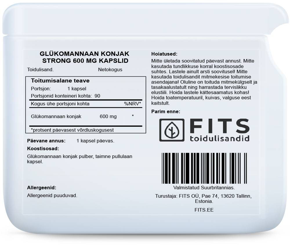Glucomannan Konjac Strong 600mg kapsulės