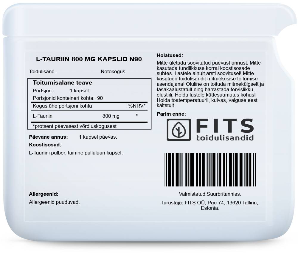 L-Taurine 800mg 90 capsules
