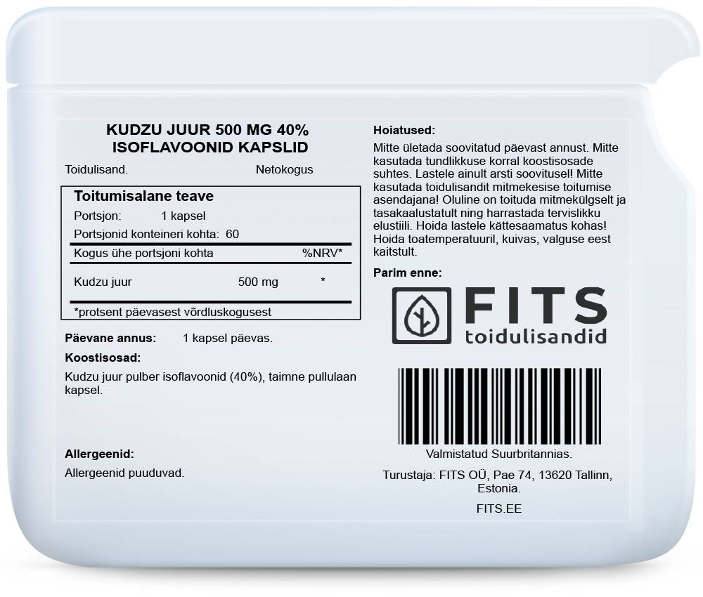 Kudzu Root 500mg 40% Isoflavones 60 capsules