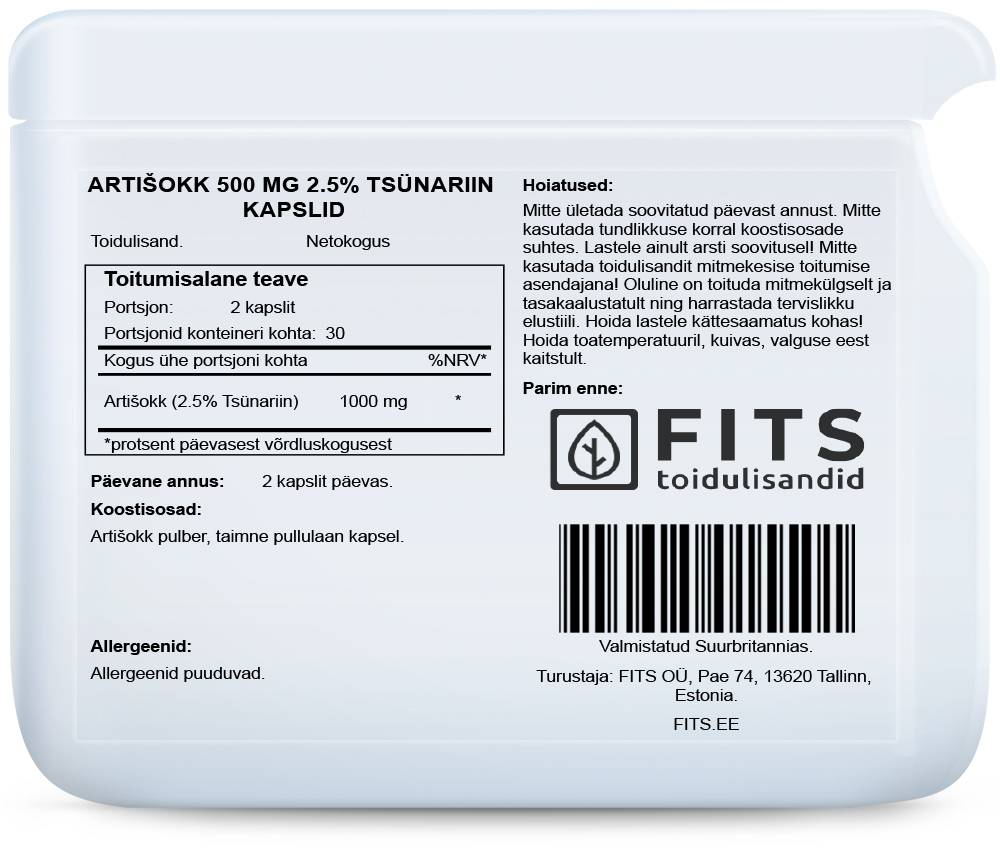 Artichoke 500mg 2.5% Cynarin 60 capsules