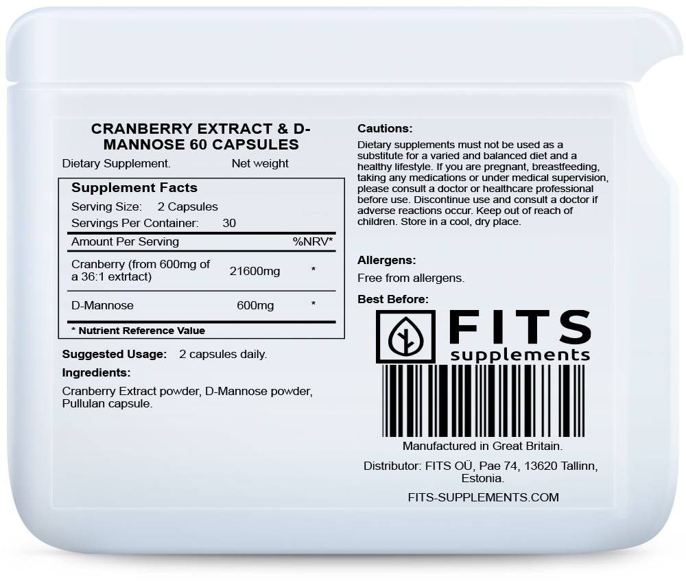 Cranberry extract & D-mannose 60 capsules