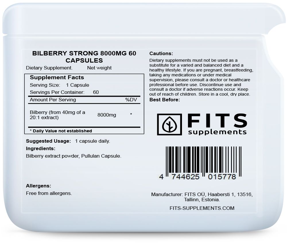 Bilberry Strong 8000mg 60 capsules