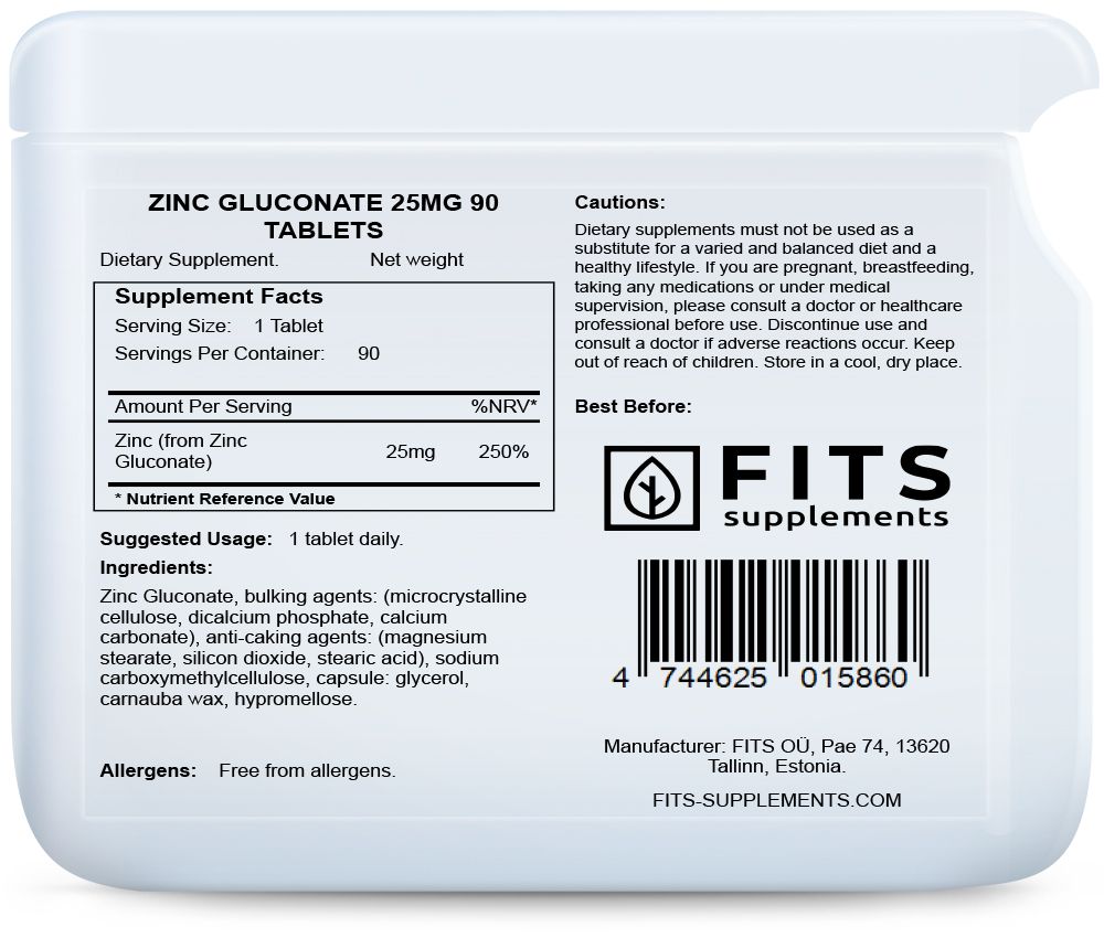 Zinc Gluconate 25mg 90 tablets