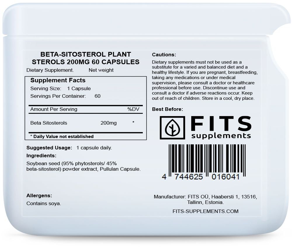 FITS Beta-Sitosterol Plant Sterols 200mg 60 capsules