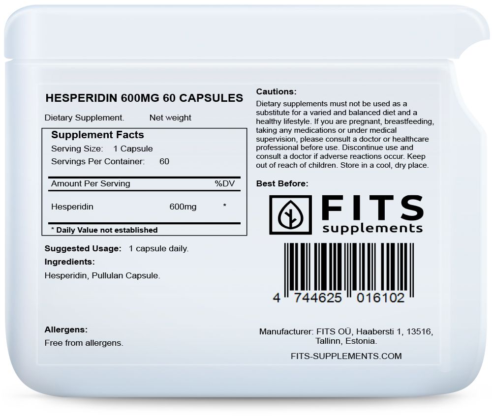 Hesperidin 600mg 60 capsules