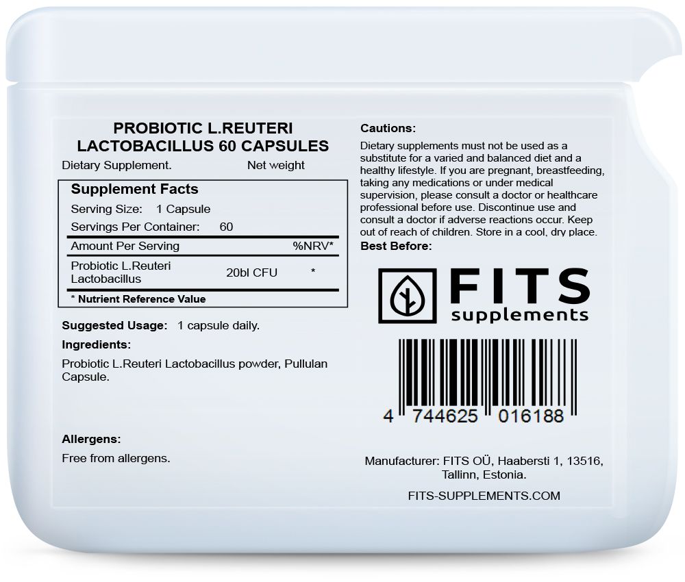 Probiotic L. Reuteri Lactobacillus 60 capsules