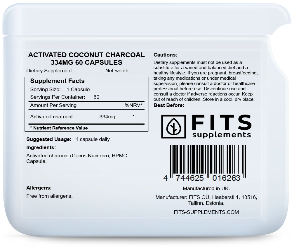 Activated Coconut Charcoal 334mg 60 capsules