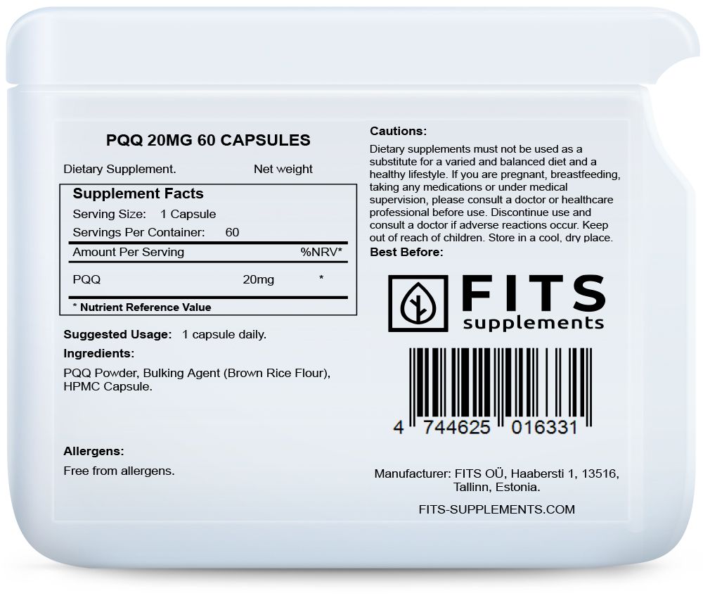 PQQ 20mg 60 capsules