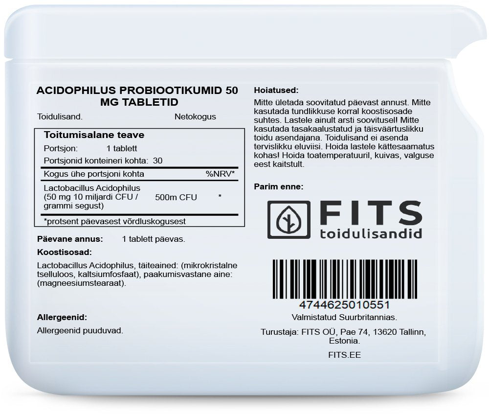 Lactobacillus Acidophilus 50mg tabletit