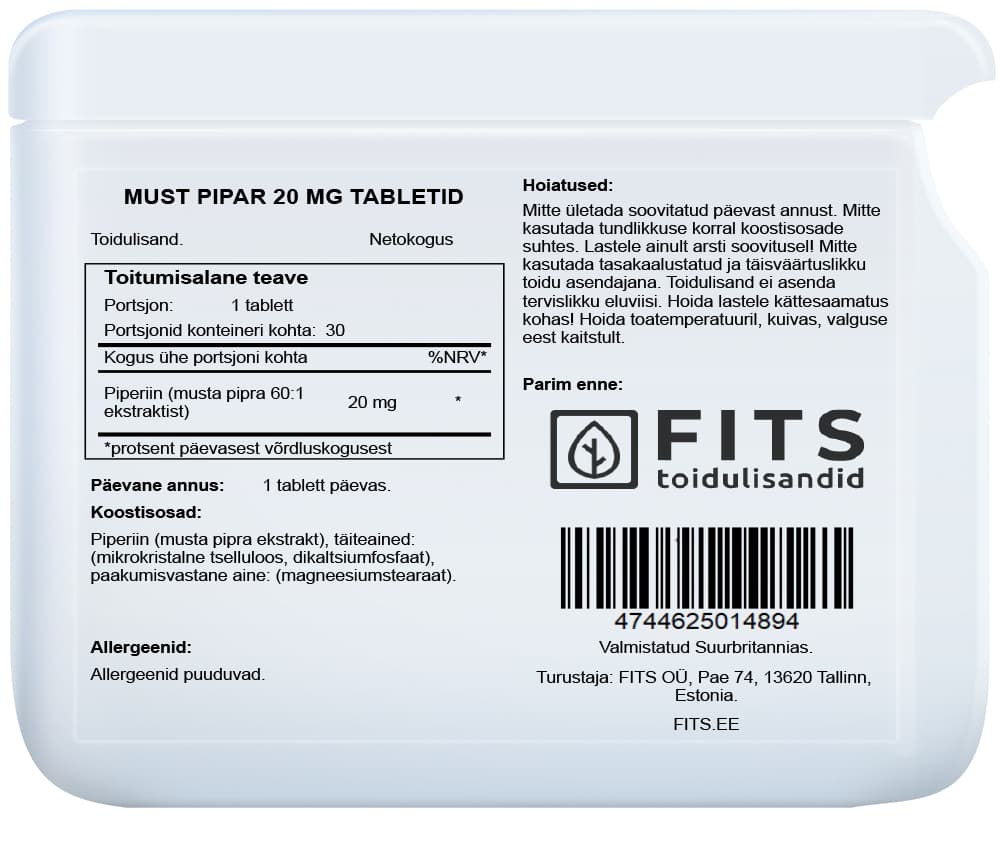 Black Pepper 20mg 30 tablets