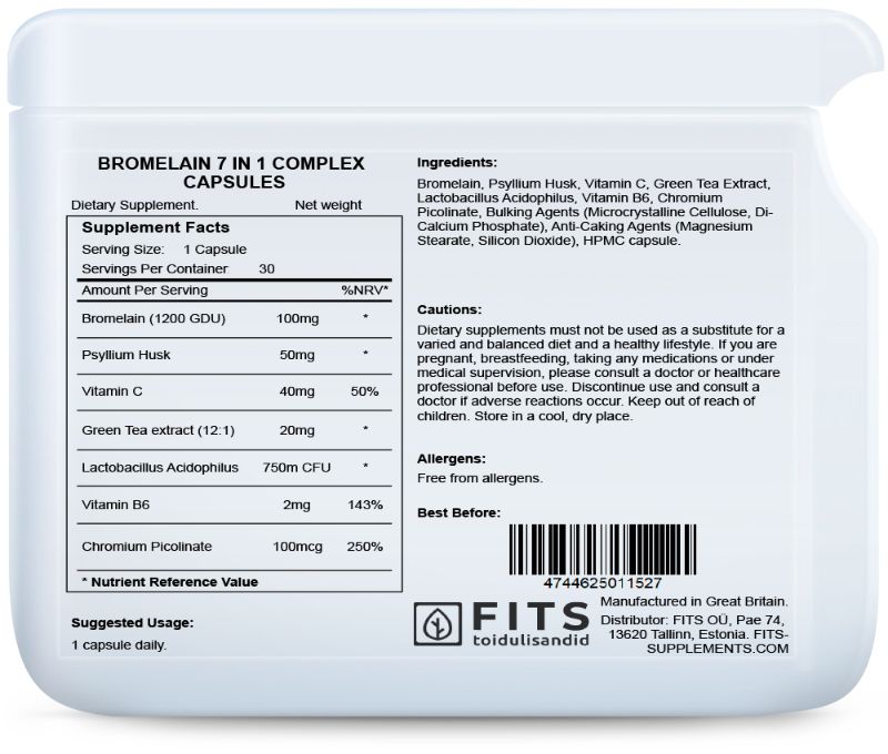 Bromelaiin 7 in 1 kompleks 30 kapslit