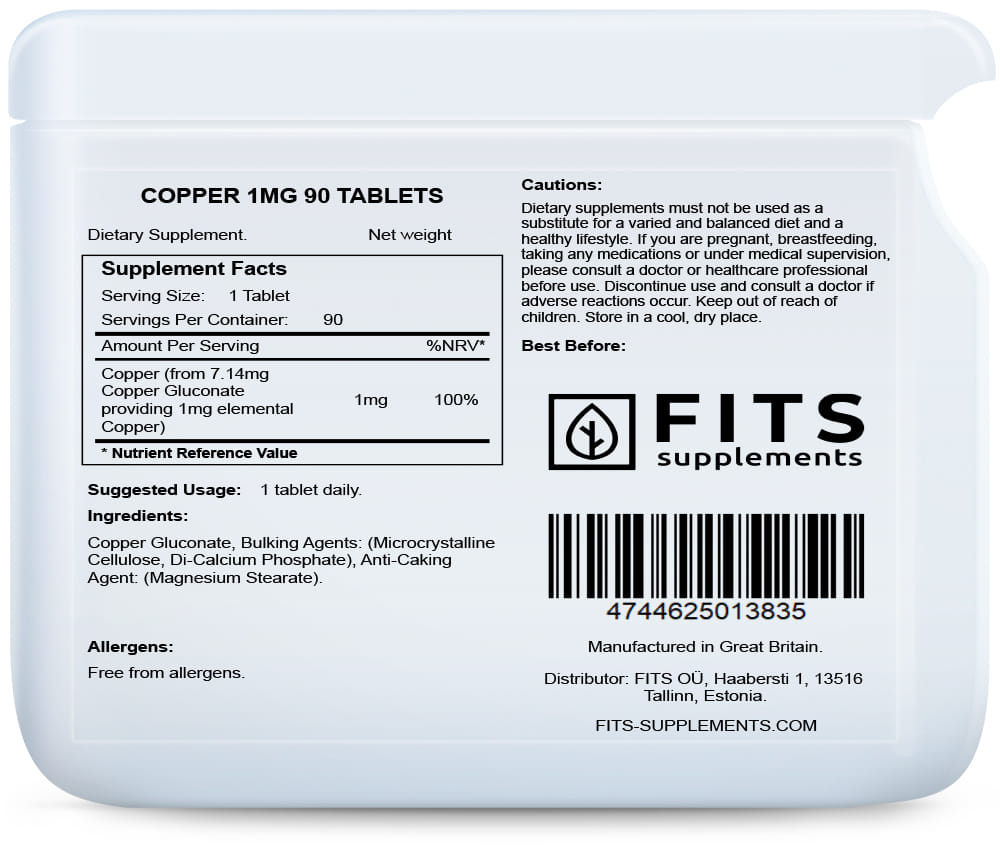 Copper 1mg 90 tablets