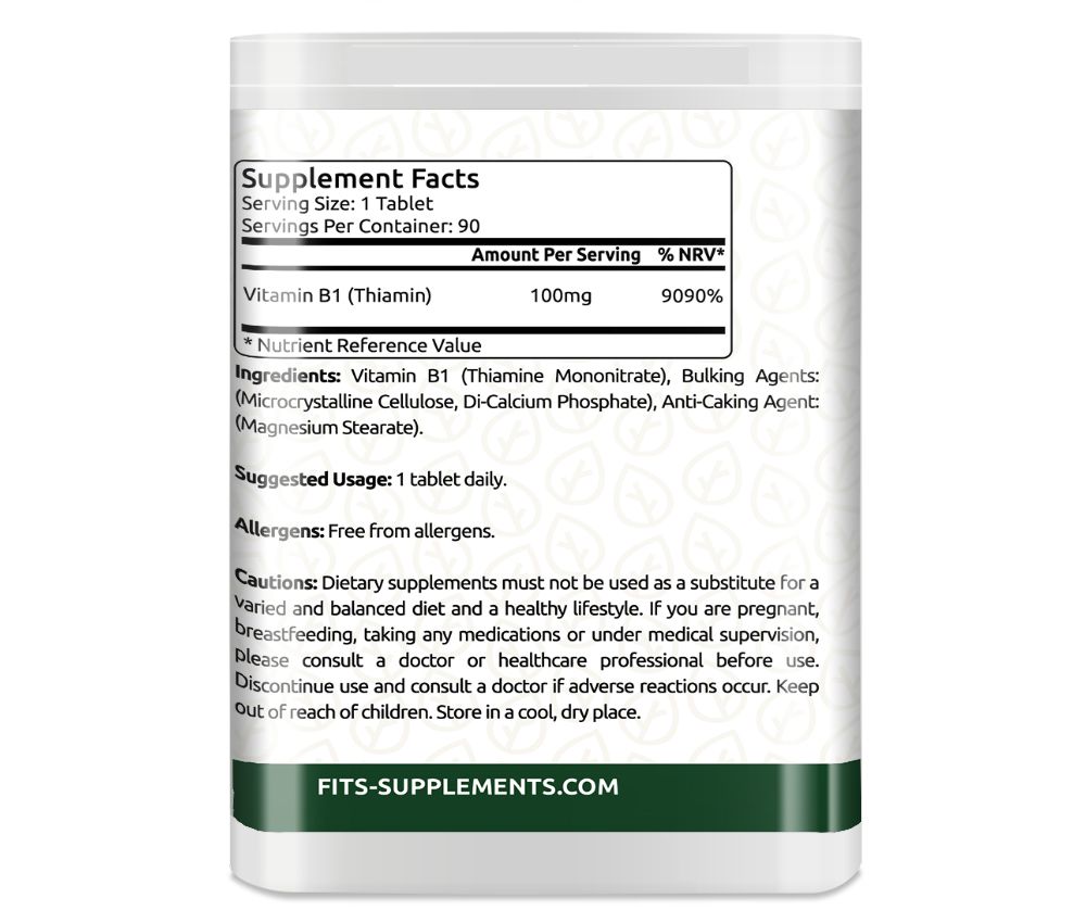 Vitamin B1 100mg (Thiamin) 90 tablets