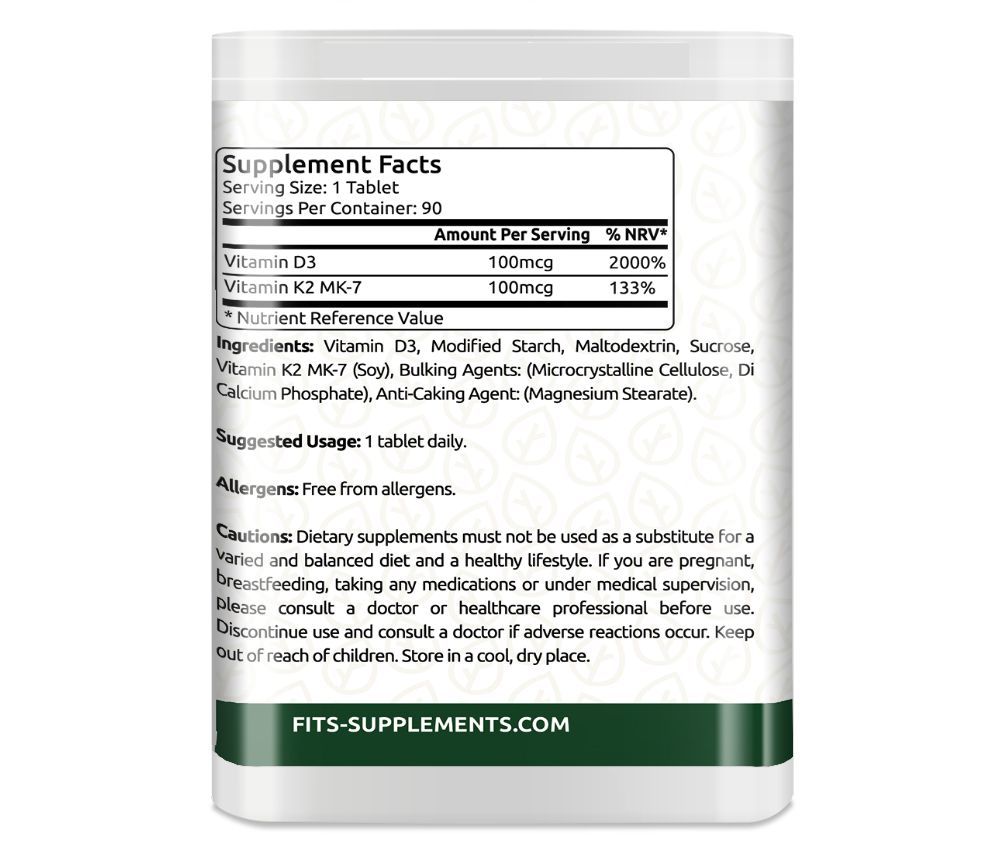 Vitamin D3 4000IU with Vitamin K2 90 tablets